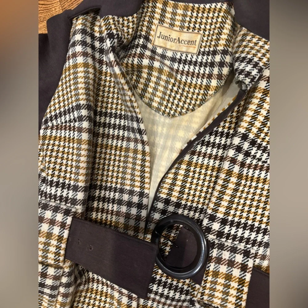 1960s Junior Accents by Frank Adam’s Plaid Dress W/ Zipper Junior Size L Vintage - Picture 5 of 6